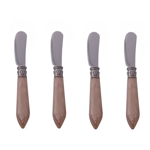Conjunto de 4 Espátulas Patê em Aço Inox Kenya Nude