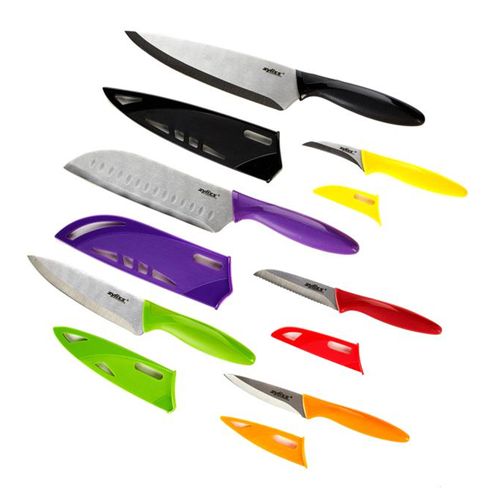 Conjunto de 6 Facas em Aço Inox com Capa Colorida Zyliss