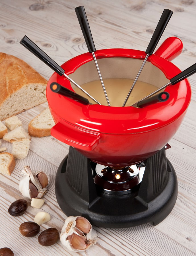 Fondue com 8 Peças em Ferro Fundido Le Creuset Vermelho - Spicy