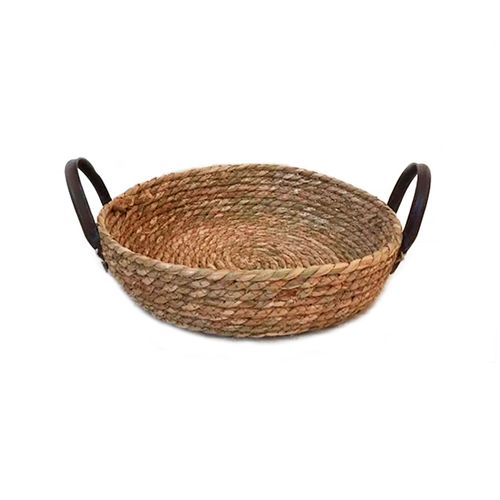 Bandeja em Seagrass com Alça em Couro 7x30cm Enjoy