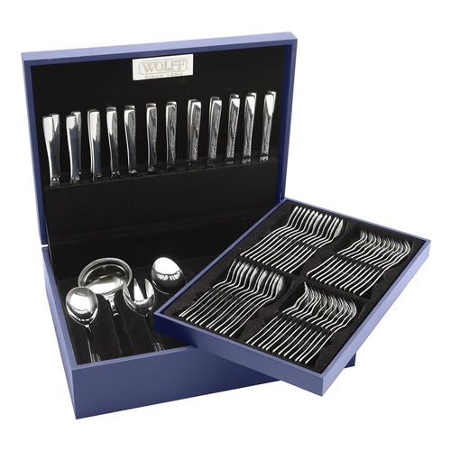 Faqueiro 101 Peças em Inox com Estojo em Madeira Pisa Oxford Wolff
