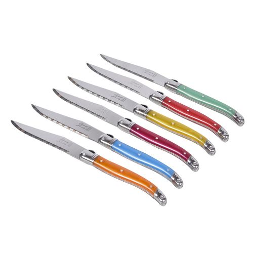 Conjunto de 6 Facas em Aço Inox Jean Neron Coloridas