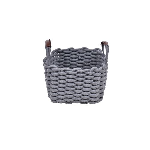 Cesto Braided em Algodão 19cm Kenya Cinza