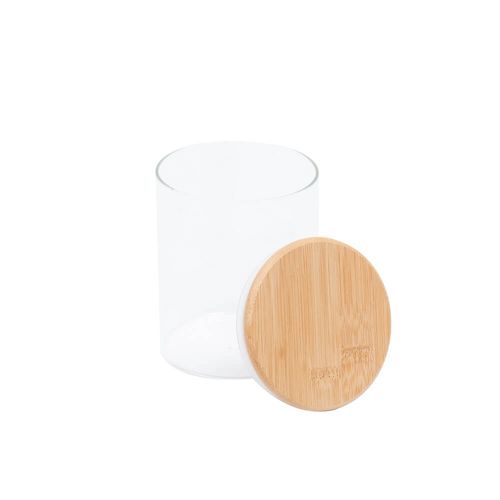 Pote Redondo Kitchen em Vidro com Tampa de Bambu 650ml Kenya