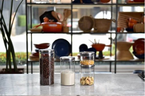 Pote Redondo Kitchen em Vidro com Tampa em Inox 1 Litro Kenya