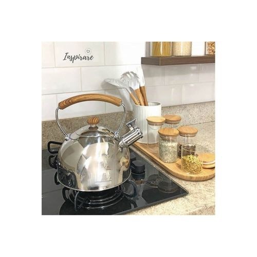 Chaleira em Inox com Alça na Cor Bambu 2,5 Litros Mimo Style