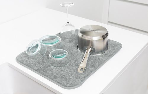 Tapete Escorredor de Louça em Tecido Brabantia Cinza Claro