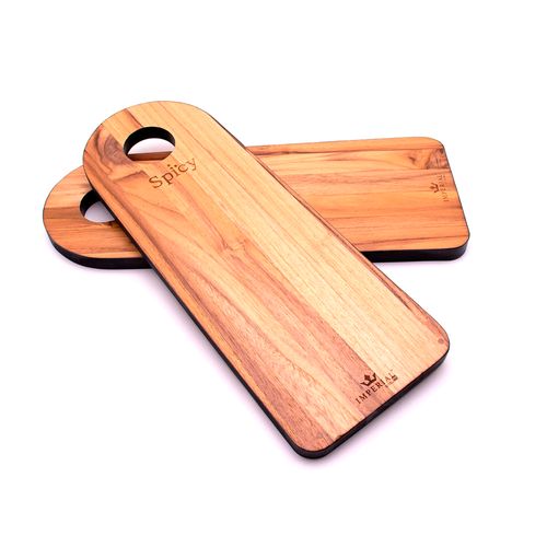 Tábua para Frios com Alça em Madeira Teca 14x36cm Spicy