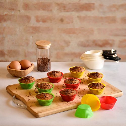 Kit com 12 Formas para Muffin em Silicone Kenya