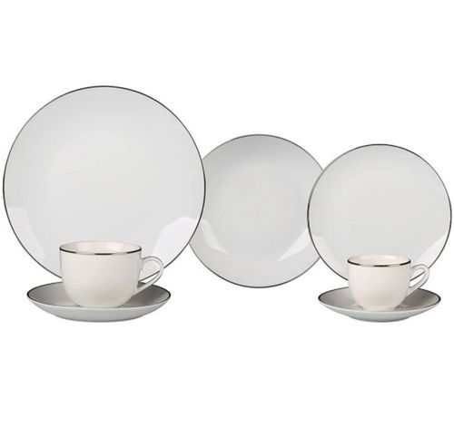 Prato Fundo em Porcelana Legacy Silver 20cm L’Hermitage Branco