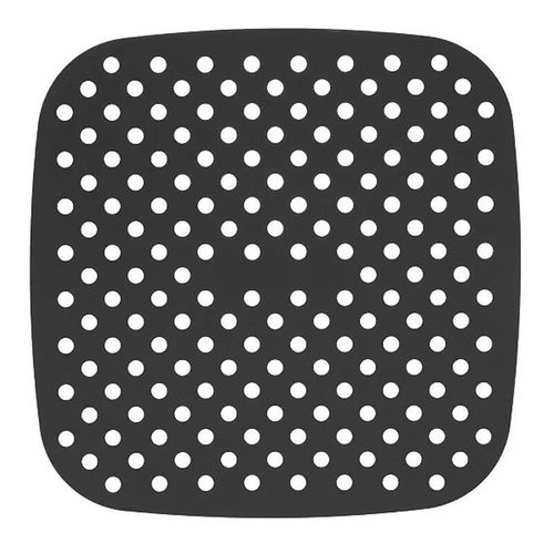 Tapete Protetor Air Fryer Fritadeira em Silicone Quadrado Preto