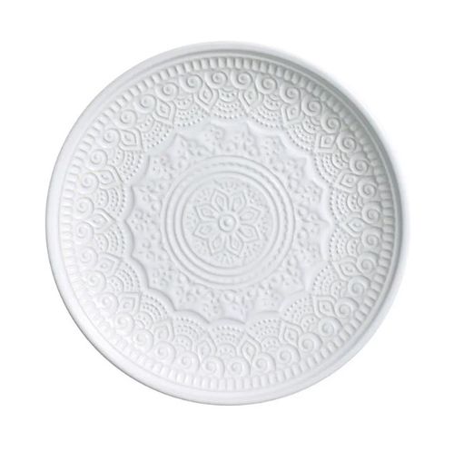 Prato de Sobremesa em Cerâmica Agra 20cm Porto Brasil Branco