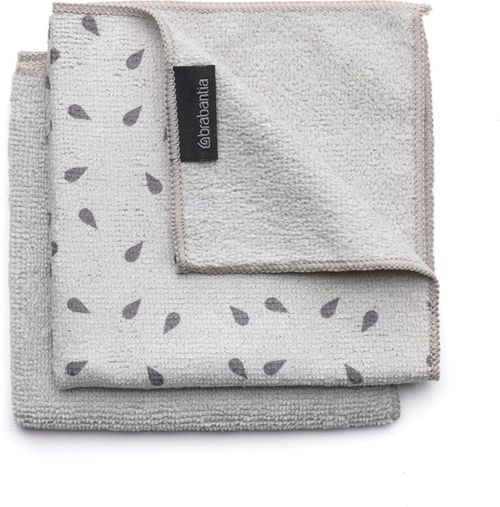 2 Panos de Limpeza Microfibra Dots 30x30cm Brabantia Cinza Escuro