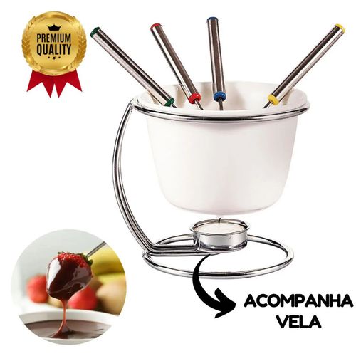 Fondue em Cerâmica 7 Peças New 450ml Branco