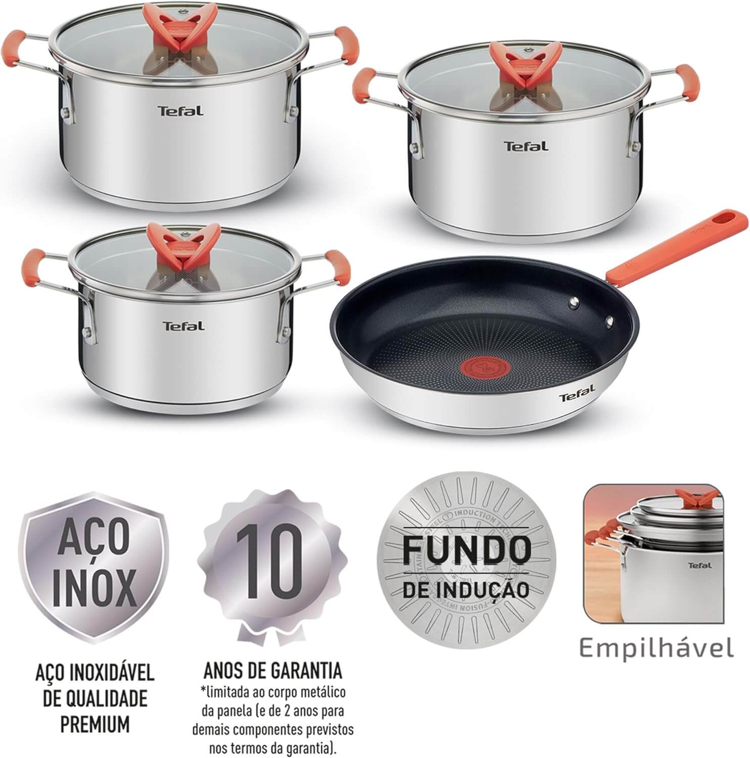 Conjunto de 4 Panelas em Inox Optispace Tefal - Spicy