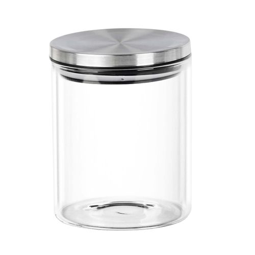 Pote de  Vidro com Tampa Inox Redondo 350ml 95x8cm