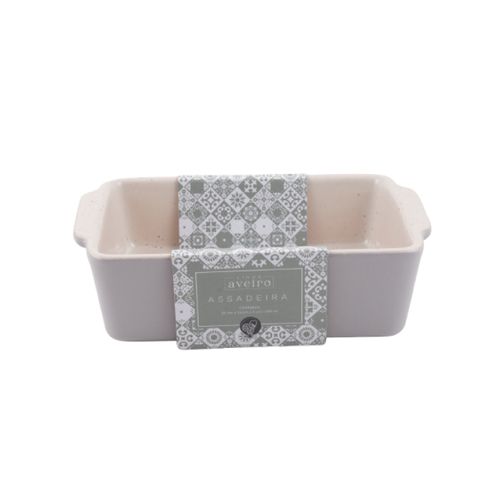 Travessa Retangular Cerâmica 500ml 5x13x20cm Aveiro Cinza