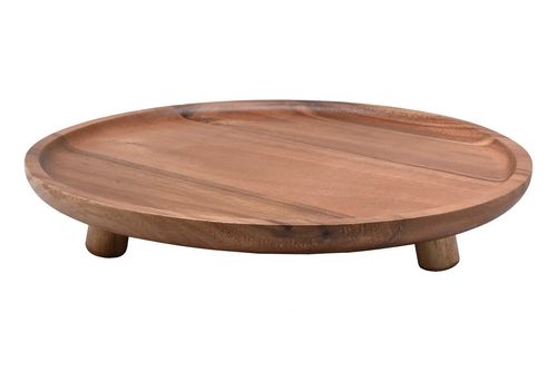 Prato de Bolo Redondo com Pé em Acácia 5,50x32cm Kenya