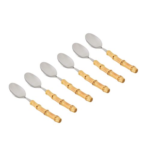 6 Colheres de Chá Bamboo Natural em Aço Inox Kenya