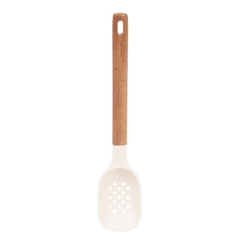 Colher de Serviço de Silicone com Cabo em Acácia Spicy Bege