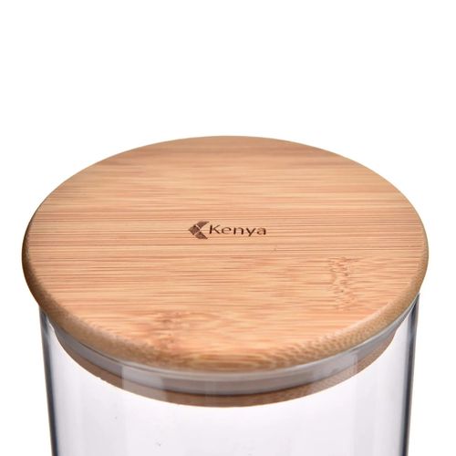 Pote Redondo de Vidro com Tampa de Bambu 1,5 Litros Kenya