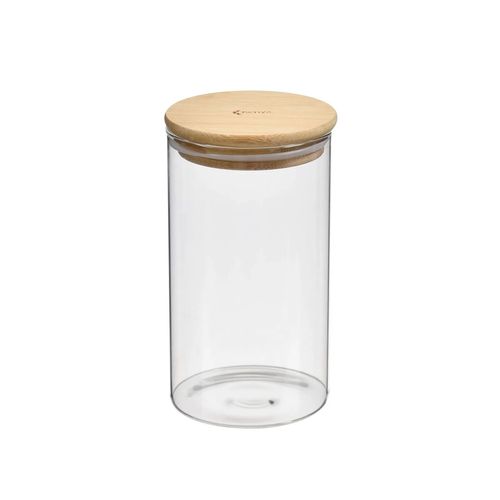 Pote Redondo de Vidro com Tampa em Bambu 600ml Kenya