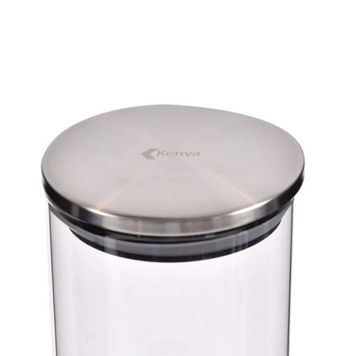 Pote Redondo em Vidro com Tampa de Inox 1 Litro Kenya
