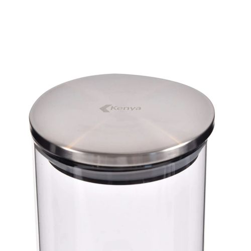Pote Redondo de Vidro com Tampa de Inox 800ml Kenya