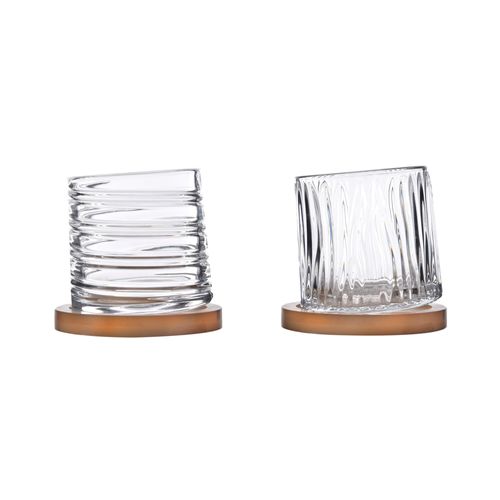 2 Copos para Whisky com 2 Bases de Bambu 300ml Kenya
