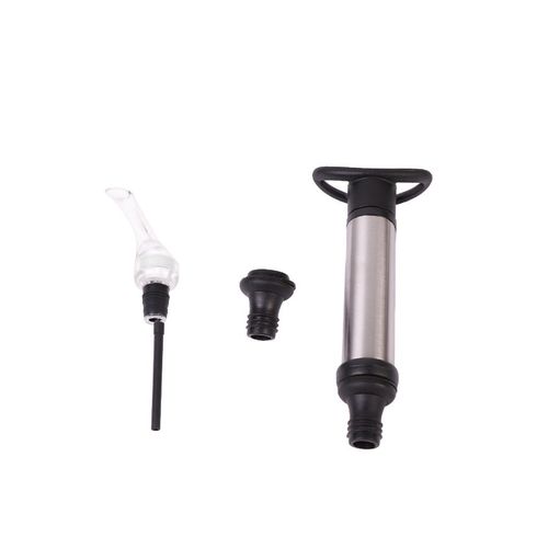 Kit Vinho com Bomba a Vácuo e Aerador  em Aço Inox Kenya Preto