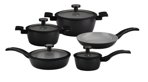 Conjunto de Panelas Noir 5 Peças em Cerâmica de Indução Kenya Preto