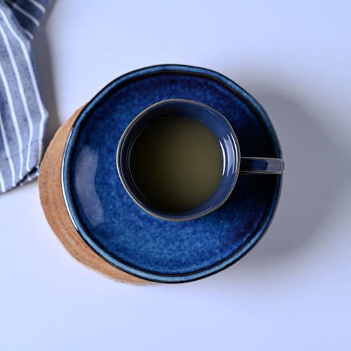 Xícara de Chá com Pires Daily Happy Stoneware 170ml Porto Brasil Azul