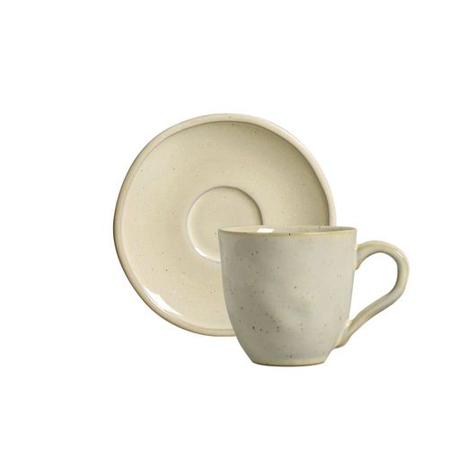 Xícara de Chá com Pires Daily Shiny Stoneware 170ml Porto Brasil Bege