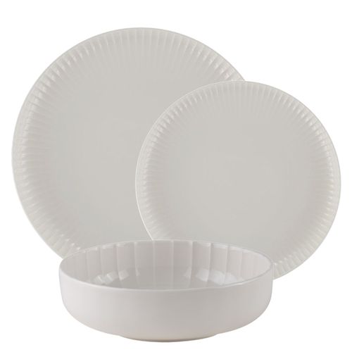Aparelho de Jantar Radial em Porcelana Branca 18 Peças L'Hermitage