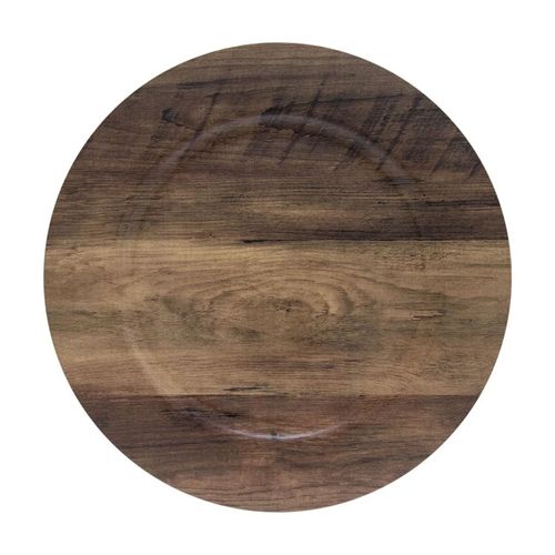 Sousplat Galles Flat Wood Dark 33 cm Copa&Cia